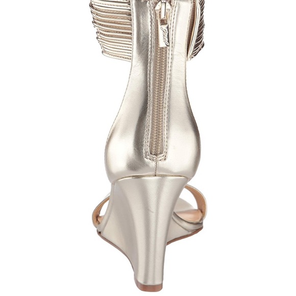 Badgley Mishka Silver Wedge Heels - Picture 4 of 5